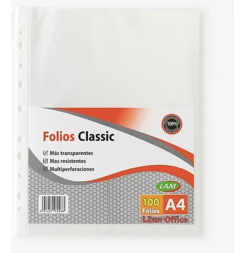 FOLIOS A4 x100u.50mc.CRISTAL LAMA